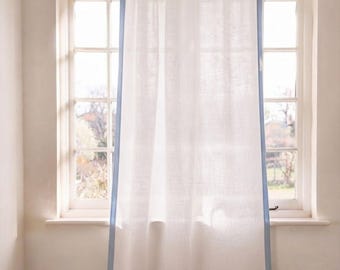 Custom Linen Curtains with Trim Edges – Modern Farmhouse Window Treatments | Christmas Gift for Her