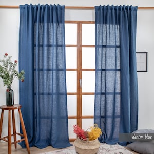 CUSTOM Linen Curtain  9 Heading style Modern Home Decor 41 COLOR Option 100% Natural European Linen, Mothers Day Gift for Her