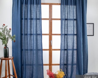 CUSTOM Linen Curtain  9 Heading style Modern Home Decor 41 COLOR Option 100% Natural European Linen  Ship From USA