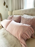 100% Linen Ruffled Pillow Shams, Pink Ruffled Pillowcase Ruffle Custom Pillowcases Ruppled Pillow Cover Decorative Pillow Cases Euro Pillow