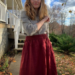 LINEN SKIRT with 41 Color Options in 100% European Linen | Pre-Shrunk European Linen Skirt with Organic Flax, Mothers Day Gift for Her image 7