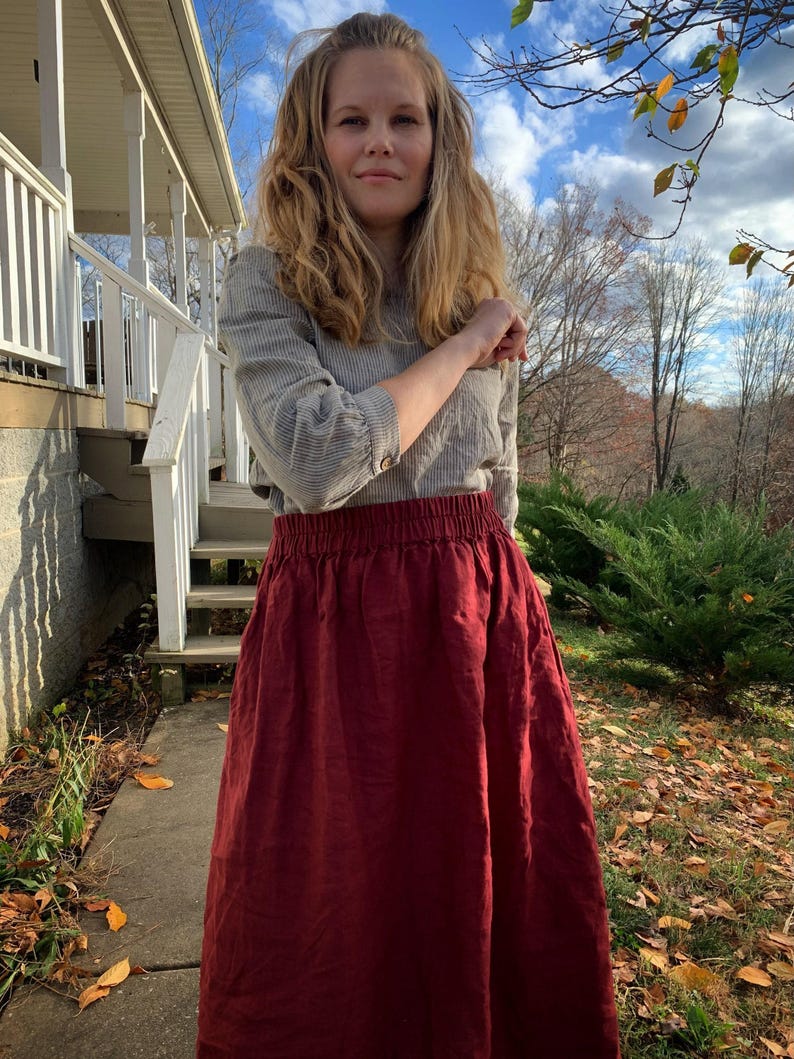 LINEN SKIRT with 41 Color Options in 100% European Linen | Pre-Shrunk European Linen Skirt with Organic Flax, Mothers Day Gift for Her image 7