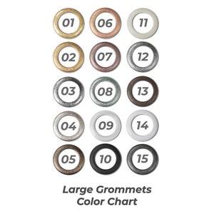 K&ouml;nnte beinhalten: Farbkarte f&uuml;r gro&szlig;e &Ouml;sen, die 15 verschiedene Farben und Oberfl&auml;chen zeigt, darunter Gold, Silber, Schwarz, Wei&szlig; und Kupfer.
