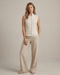 Linen Sleeveless Top, Mandarin Collar, Button Down Blouse, Minimalist Summer Vest | Christmas Gift for Her