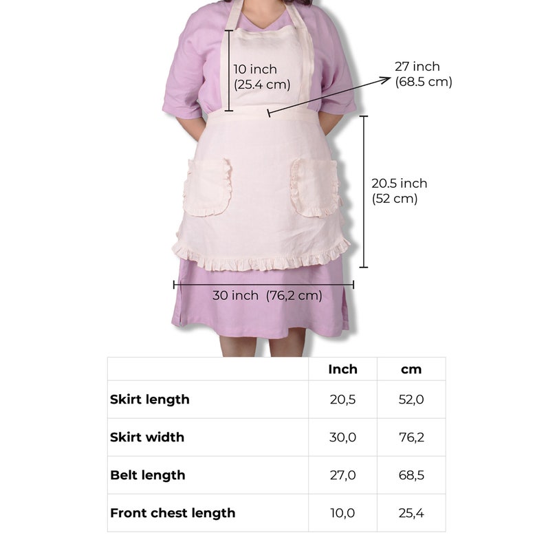 Practical Custom Linen Apron with Ruffle Detail and Roomy Pockets in 41 Colors Customizable and Suitable for All Sizes Mom Gift for Her image 7