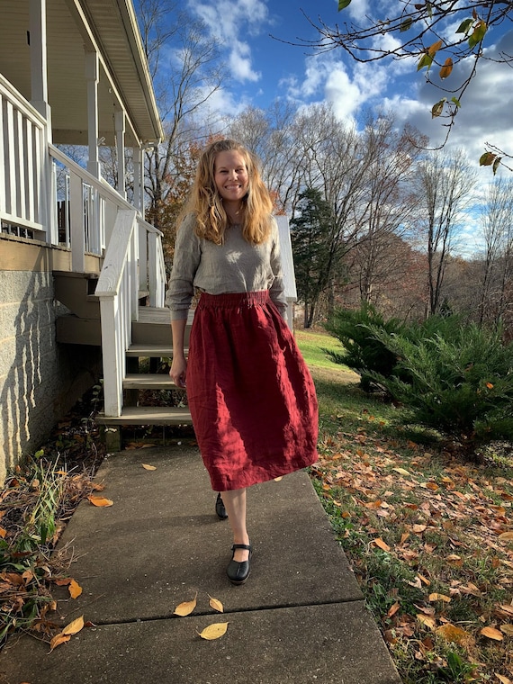 LINEN SKIRT with 41 Color Options in 100% European Linen  | Pre-Shrunk European Linen Skirt with Organic Flax, Mothers Day Gift for Her