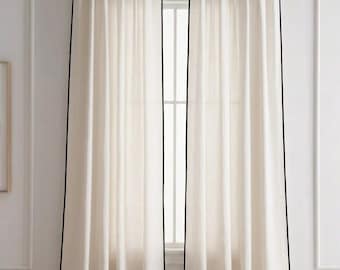 Custom Linen Curtains with Trim Edges – Modern Farmhouse Window Treatments