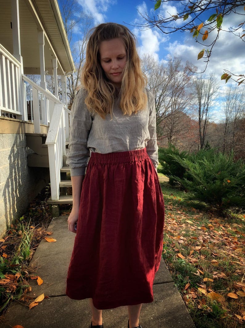 LINEN SKIRT with 41 Color Options in 100% European Linen | Pre-Shrunk European Linen Skirt with Organic Flax, Mothers Day Gift for Her image 3