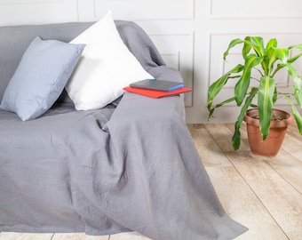 Bankhoes van 100% Europees linnen | Handgemaakte bankdeken, kingsize bedsprei