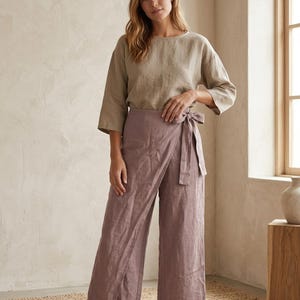 Linen Wrap Pants - Etsy