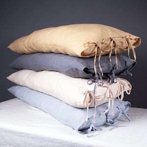 Linen Body Pillow Cover with ties | Body Pillow Case | Custom Body Pillow | Linen Cushion Cover | Linen Bedding Pillowcase | Lumbar Pillow