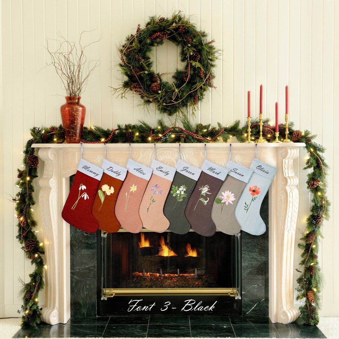 Birth Flower Christmas Stockings Personalized Birth Month Flower