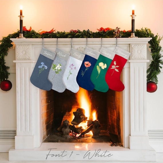 Birth Flower Christmas Stockings Personalized Birth Month - Etsy