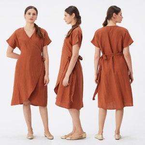 Wrap Linen Dress with Pockets Maternity linen dress Oversized linen dress Summer dress Relaxed Fit Mothers Day Gift for Her image 10