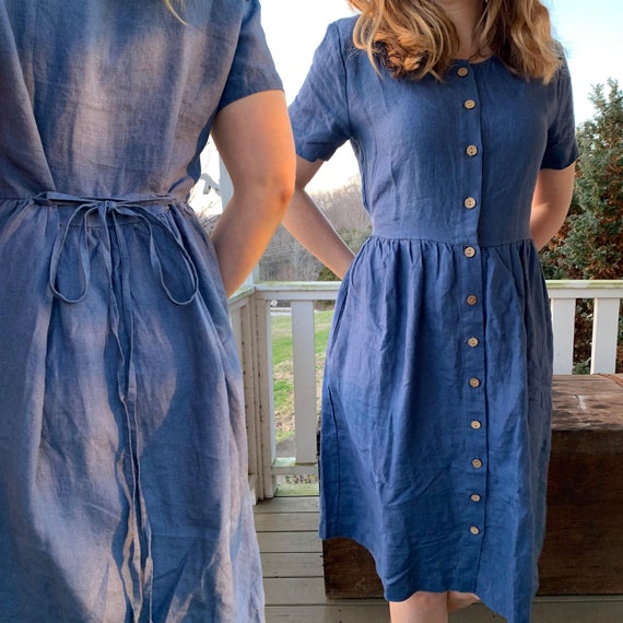 Abito Estivo Donna In Lino – Scollo A V, Maniche Corte, Linea Ad A Oversize Per Un Look Bohémien - copertina