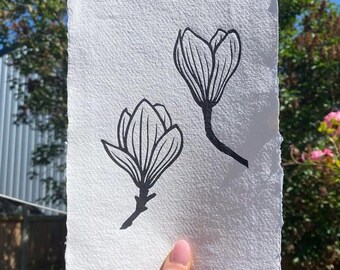 A5 Magnolia Lino Print