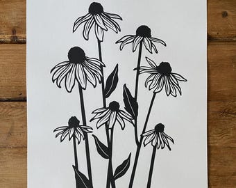 A4 Rudbeckia Lino Print