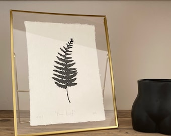 Fern Leaf Handcarved Lino Print | Linocut | Handprinted | Nature Print | Leaf Print
