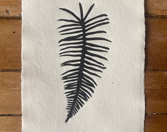 A5 Polypody Lino Print