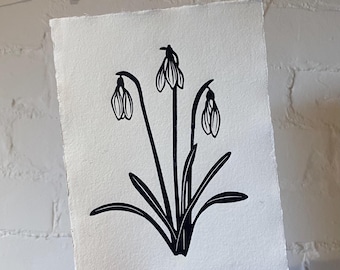 A5 Snowdrops Limited Edition Lino Print
