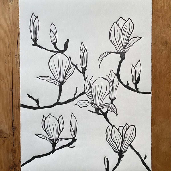 A3 Magnolia Lino Print