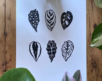 A4 Houseplant Lino Print