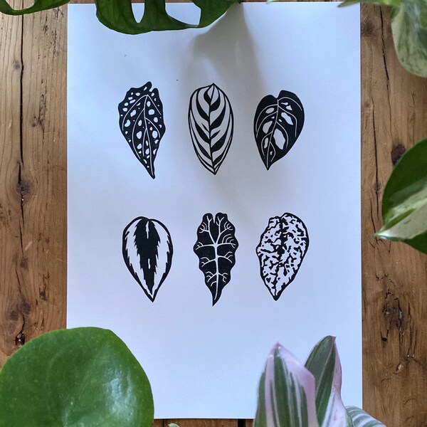 A4 Houseplant Lino Print