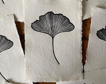 Gingko Leaf A6 Lino Print