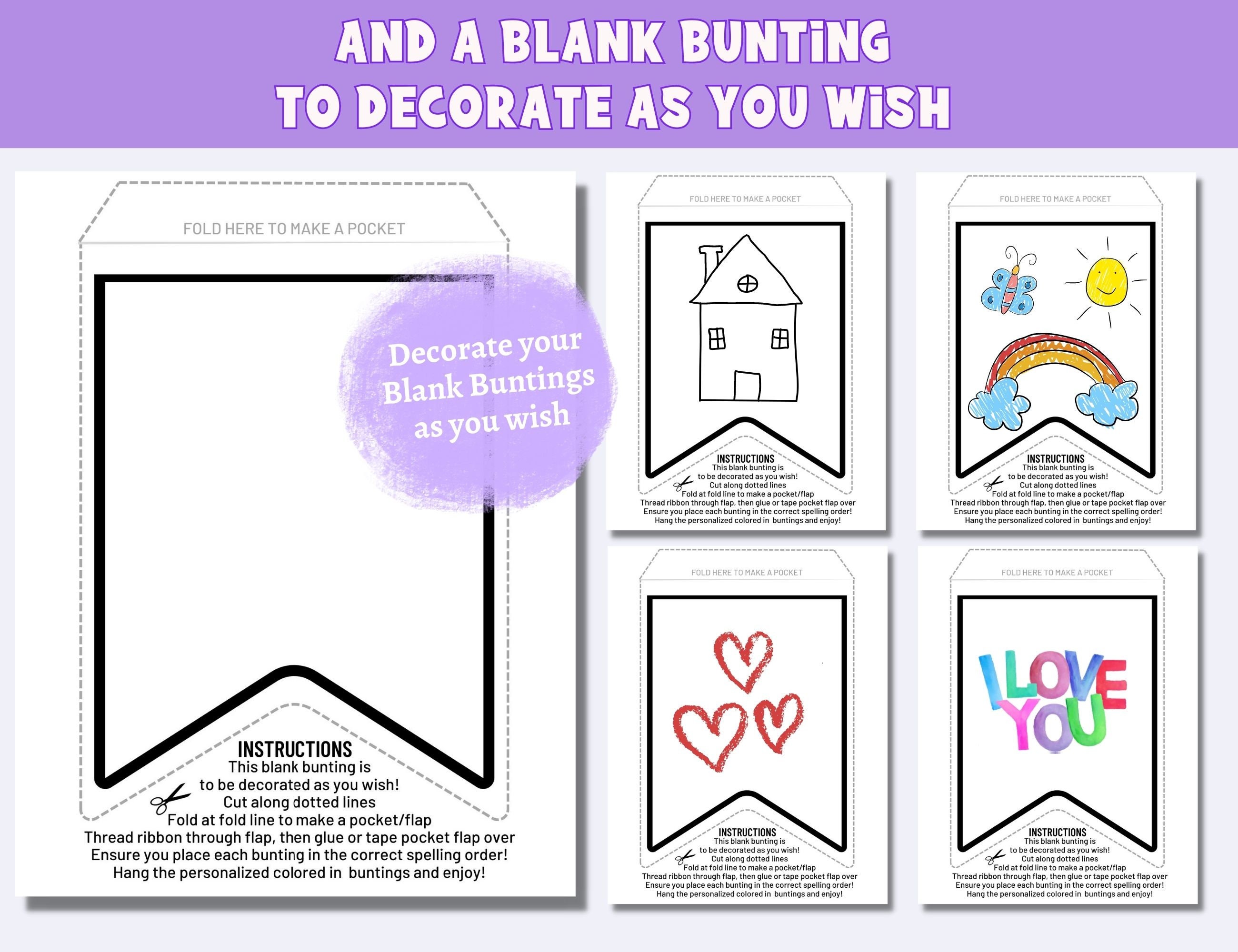 DIY Personalized Bunting PRINTABLE – Happy Birthday Buntings – Color in ...