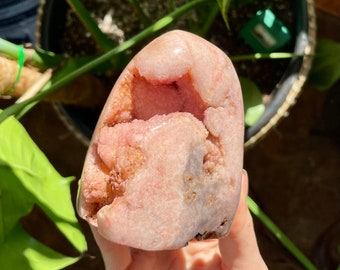 High Quality 1.17lb Polished Pink Amethyst Geode from Brazil