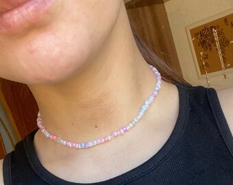 Pink Beaded Choker Necklace 2025