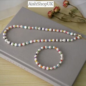 Natural Baroque Freshwater Pearl Rainbow Necklace and - Etsy