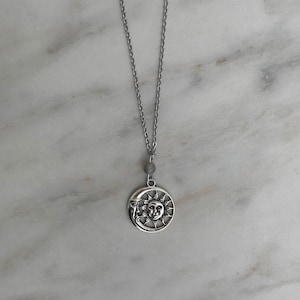 labradorite sun and moon necklace - gemstone - stainless steal chain - crystal - stone - rock - gift - cottagecore - hippie - crescent