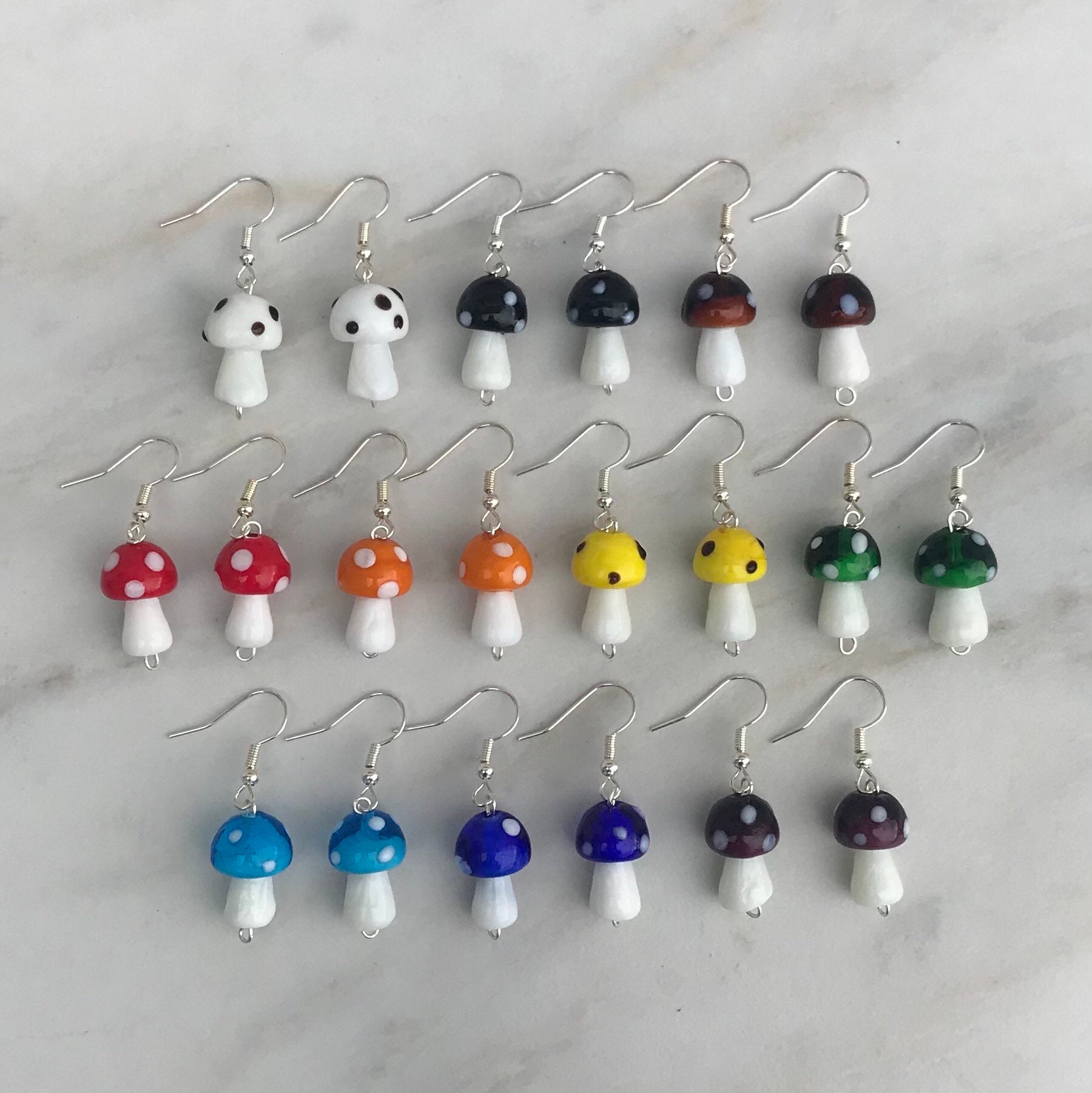 Glass mushroom earrings deals