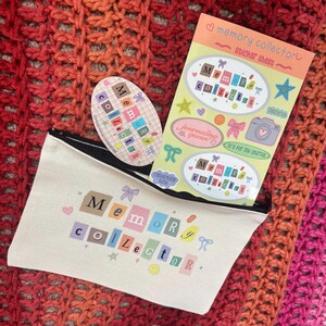 Memory Collector Zipper Pouch Bundle: Handmade Canvas Bag & Stickers