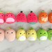 squishville earrings - mini fruits - squishmallow - small plushie - stuffed animal - scarlet - strawberry - watermelon - peach - orange 