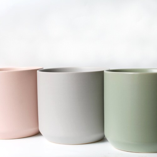 Blush Pink Planter large Matte Pink Ceramic Pot Modern Etsy