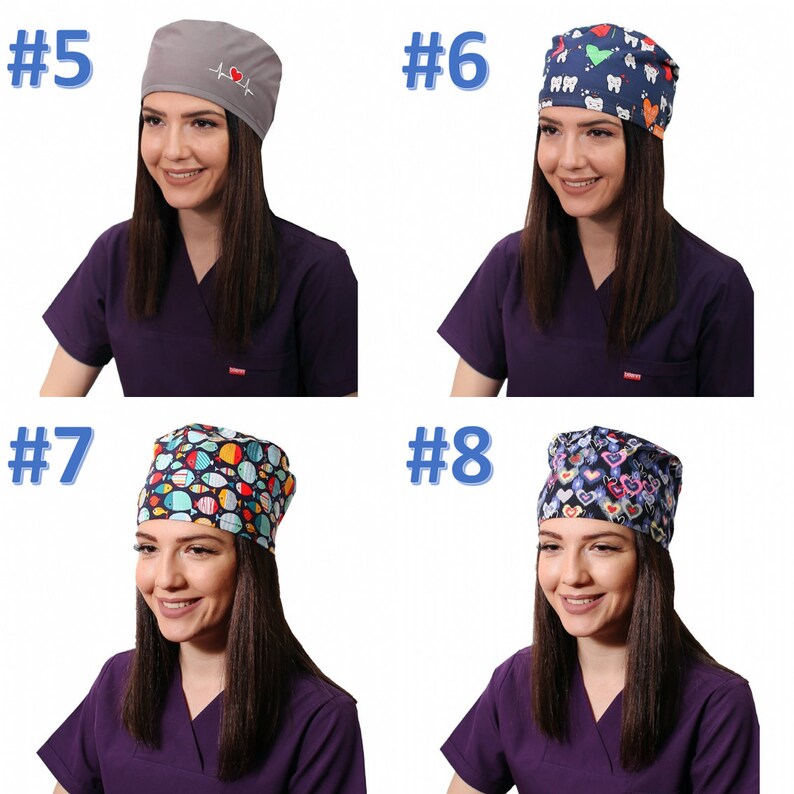 SET OF 2 UNISEX Scrub caps dentist cap Dental hygienist cap Etsy