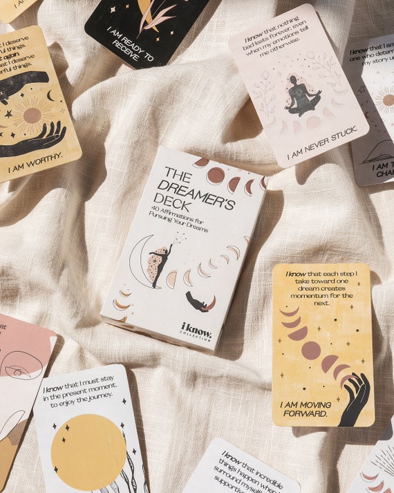 Affirmation Cards Deck, Manifestation and Motivational Cards, 40 Daily Affirmations for Women & Men, Goal Setting Gift - The Dreamer's Deck