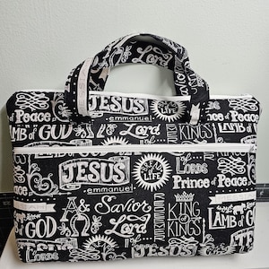 Large Bible Tote Bag: Christian Names of Christ Design