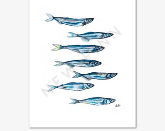 Newfoundland "Capelin Row" Watercolour Painting Print
