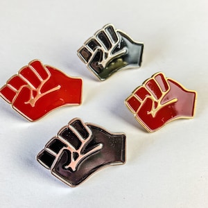 Set of 4 / Raised Fist Solidarity Pin / I Can't Breathe Pin / Black Fist / Political Pin / Fist / Hard Enamel Pin / Clothing Pin / Brooch