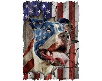 Pitbull American Flag PNG Patriotic USA Design Pit Bull Dog Clipart for Sublimation or Print Clip Art for Shirt Mug Sign Tumbler