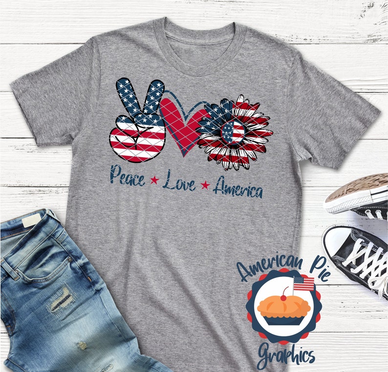 Download Peace Love America Sunflower USA American Flag Red White ...
