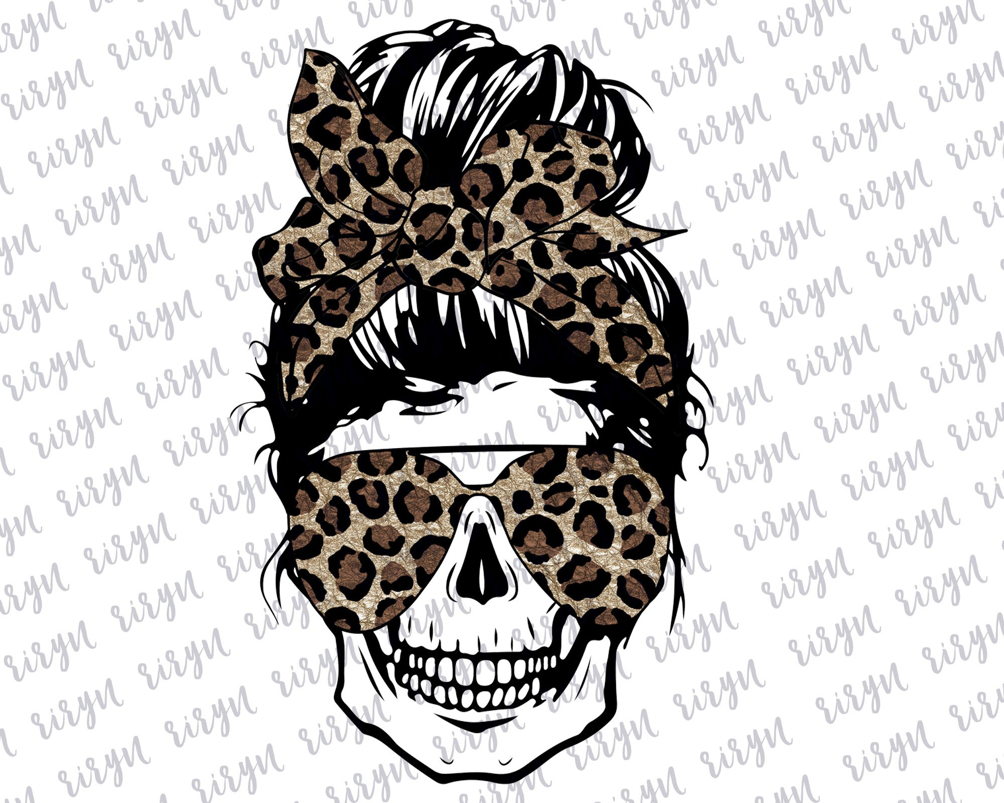 Leopard Print Skull Sublimation Downloads Mom Life Skull | Etsy