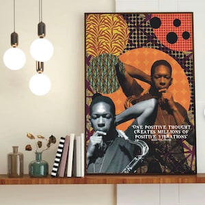John Coltrane - Un pensamiento positivo - cartel de cita - Cartel de arte - Cartel de fan art - Arte negro - Cartel de icono - inspiración