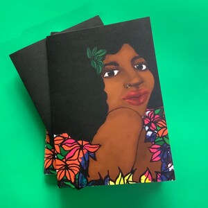 Cuaderno, diario, páginas simples A5, libro de garabatos, cuaderno de bocetos ilustrado, mujer negra, cuaderno de bocetos