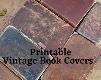 Vintage Leather Book Covers, Printable Digital Bookbinding Journal Kit Junk Journal Art Journal Collage Cardmaking Gorgeous Grunge