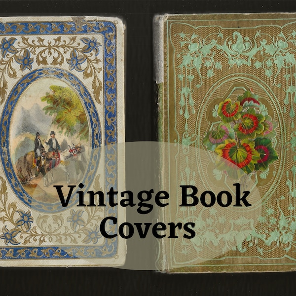 Printable Vintage Book Covers with Fun and Fancy Images Junk Journal Collage Scrapbooking Steampunk Art Journal Mixed Media Cardmaking