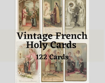 Vintage French Holy Cards Printables Digital - 122 Cards - Bible Journal, Sacred Art, Catholic, Religious, Communion Cards, Junk Journal